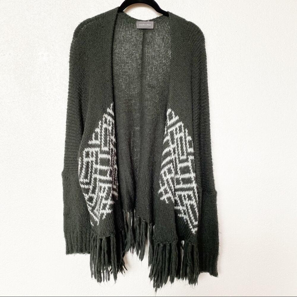Wooden Ships Nola Fringe Cardigan Green Size Small